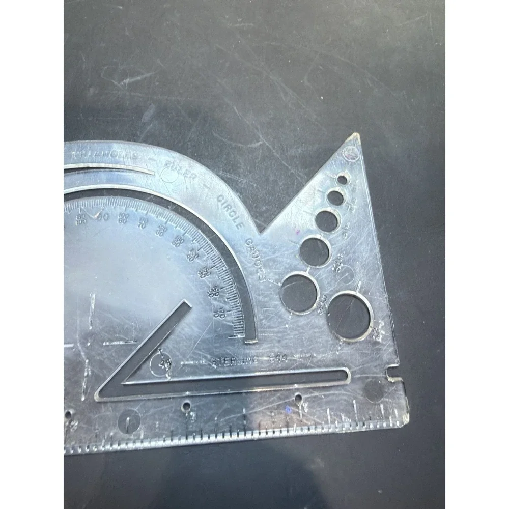 Vintage Drafting Tool Lot Sterling Protractor Geometry Ruler Template 72' Borden